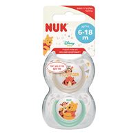 NUK זוג מוצצים דיסני פו הדב 6-18 חודשים - ירוק ואפור אקופארם - ecopharm