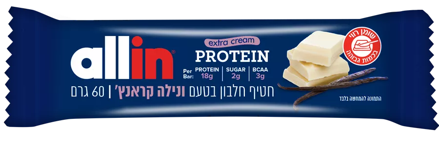 חטיף חלבון בטעם ונילה קראנץ' ‎ALLIN‎ ‎VANILLA‎ ‎CRUNCH