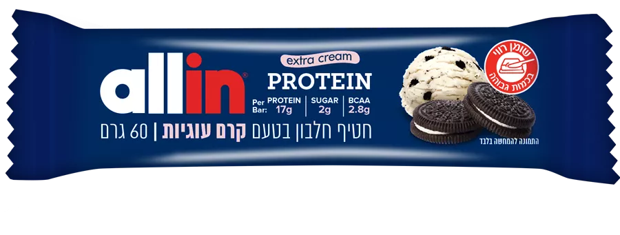 חטיף חלבון קרם עוגיות ‎ALLIN‎ ‎COOKIE‎ ‎CREAM‎ ‎60‎G